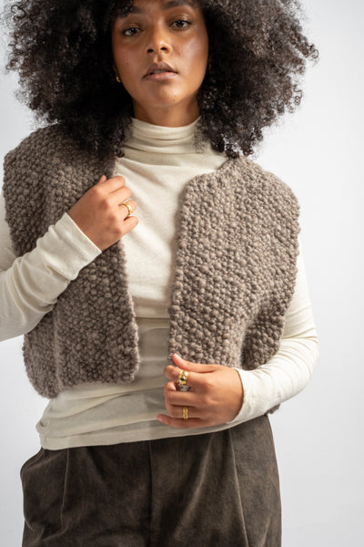 Hand Knitted Wool Fumo Vest in Cub