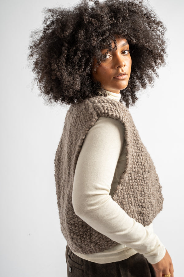Hand Knitted Wool Fumo Vest in Cub