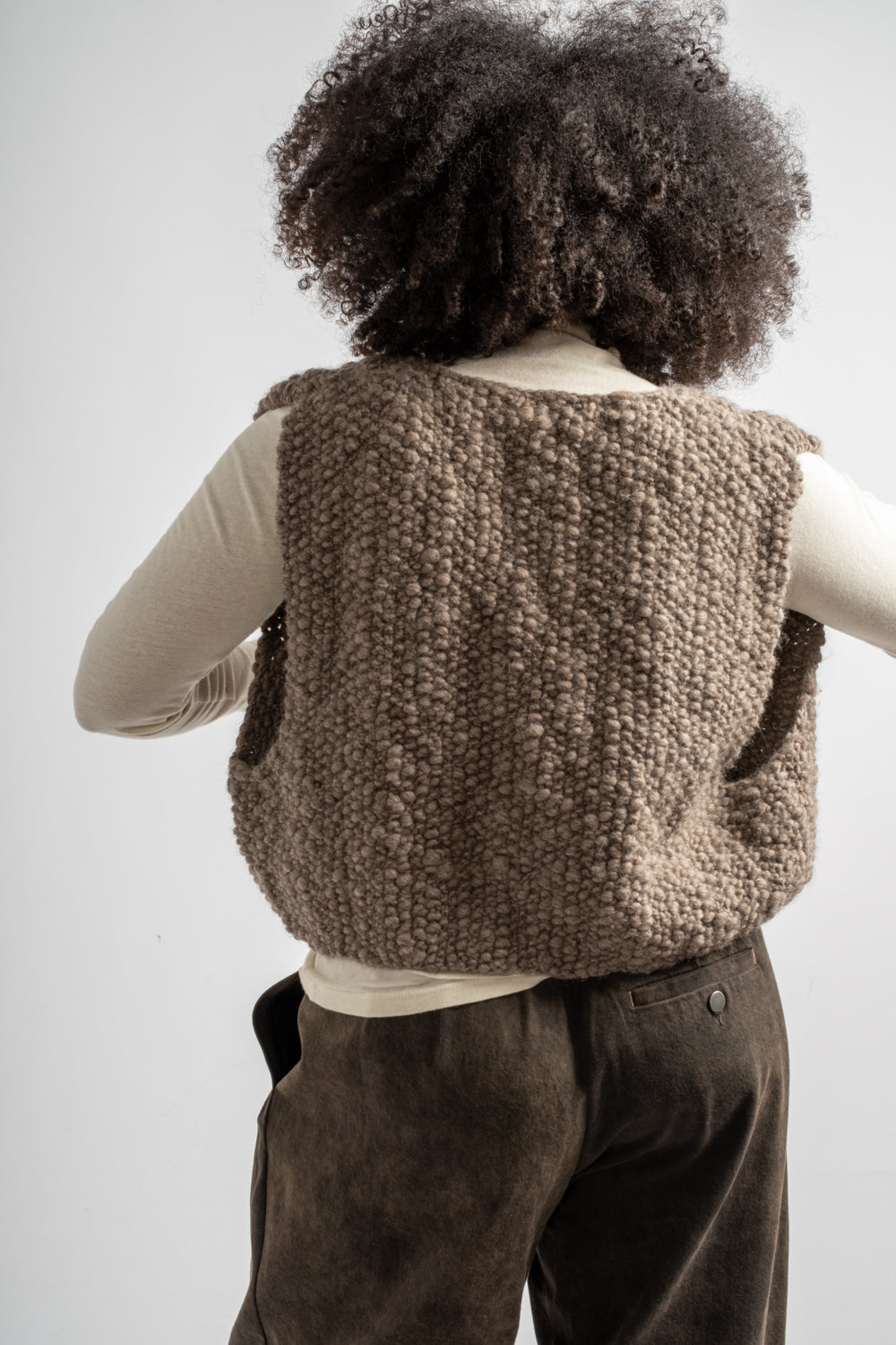 Hand Knitted Wool Fumo Vest in Cub