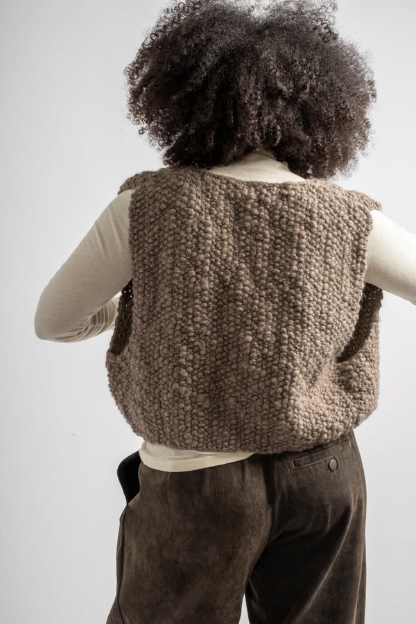 Hand Knitted Wool Fumo Vest in Cub