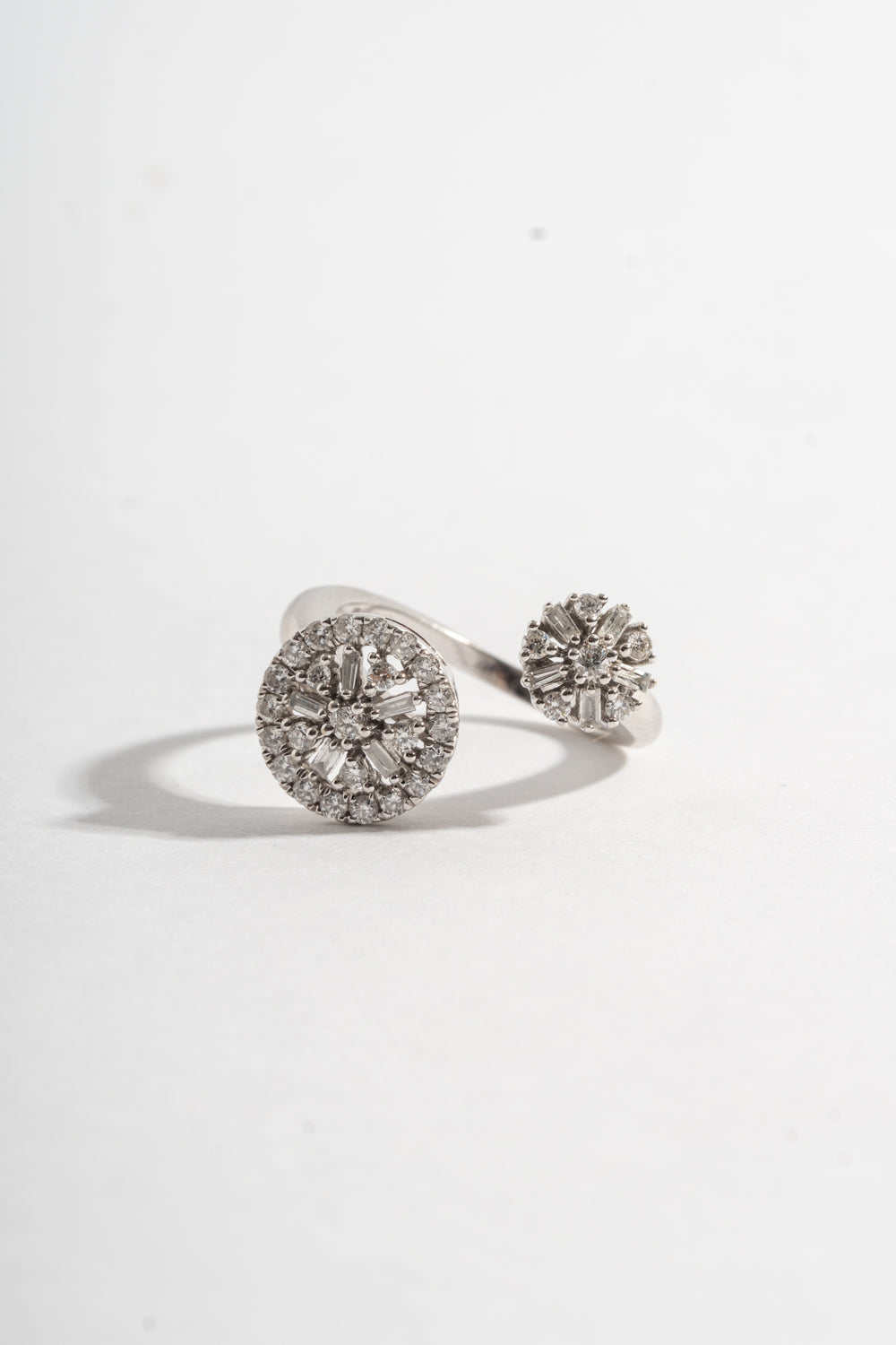 14K White Gold Double Starburst Ring