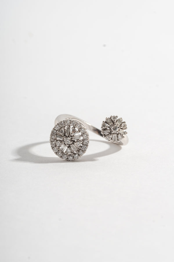 14K White Gold Double Starburst Ring