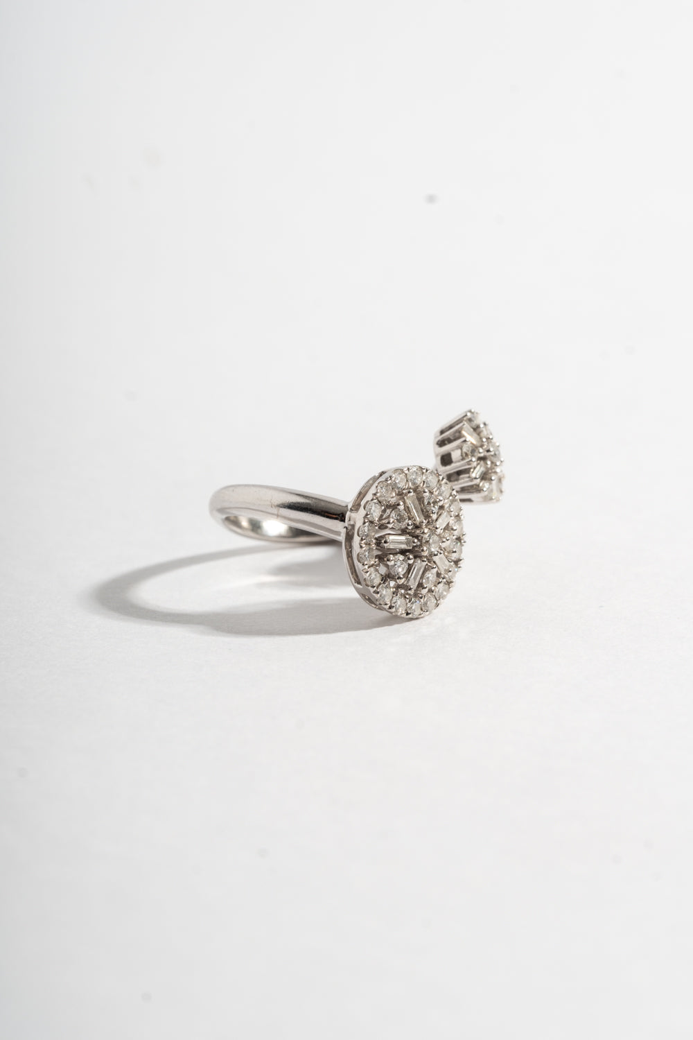 14K White Gold Double Starburst Ring