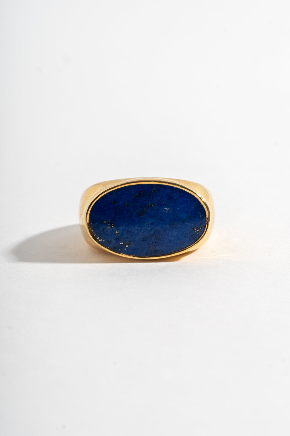 18K Flat Lapis Oval Ring Circa 1970