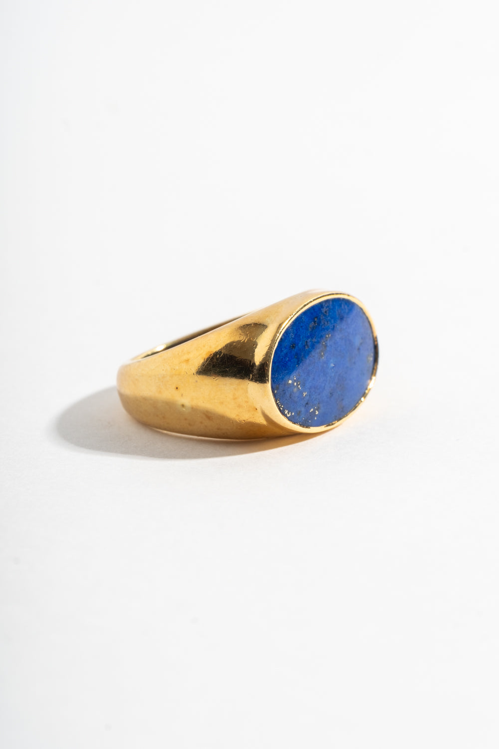 18K Flat Lapis Oval Ring Circa 1970