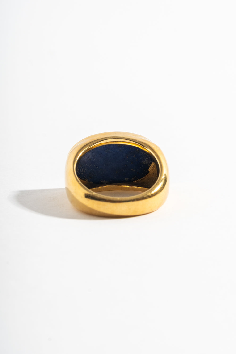 18K Flat Lapis Oval Ring Circa 1970