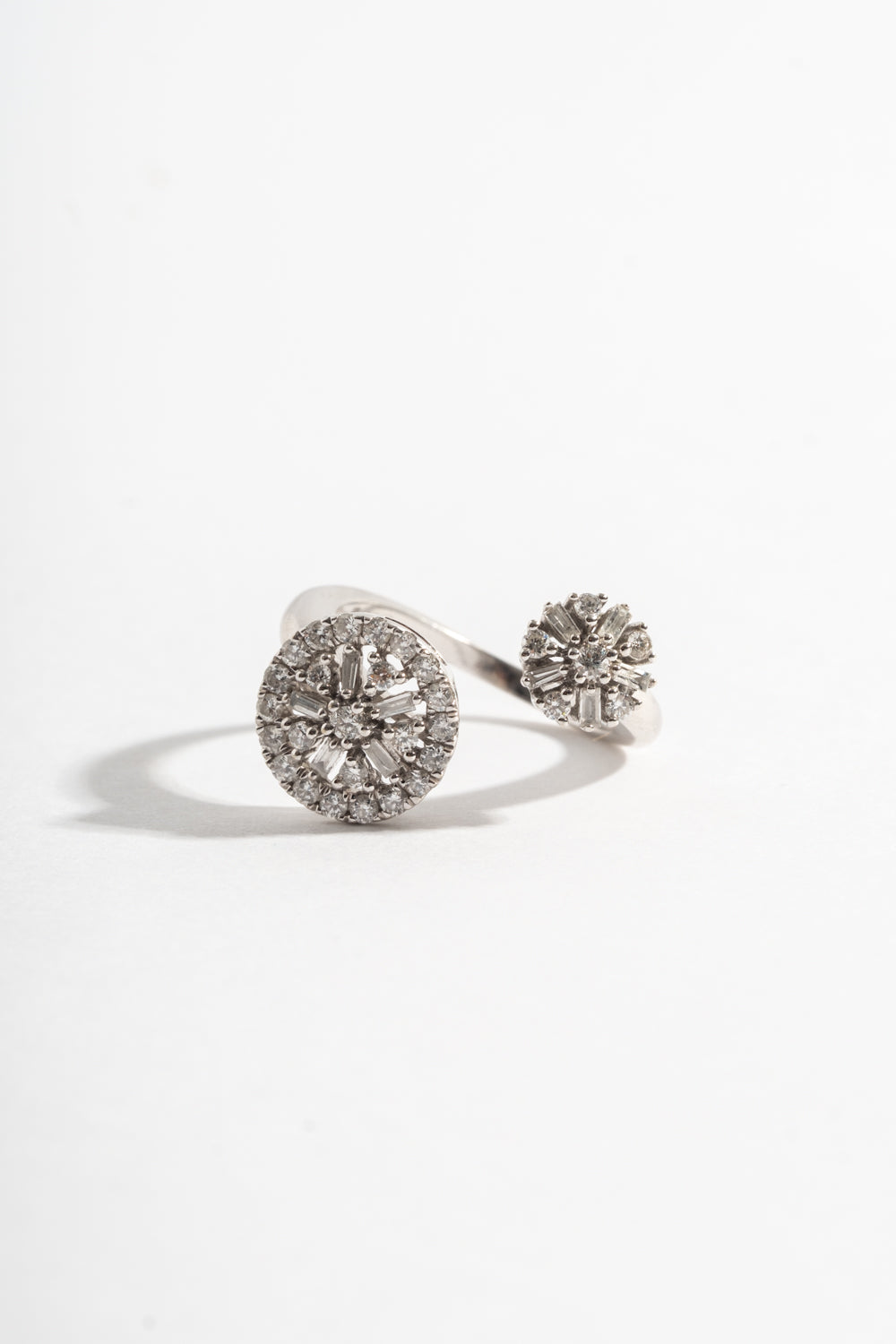 14K White Gold Double Starburst Ring