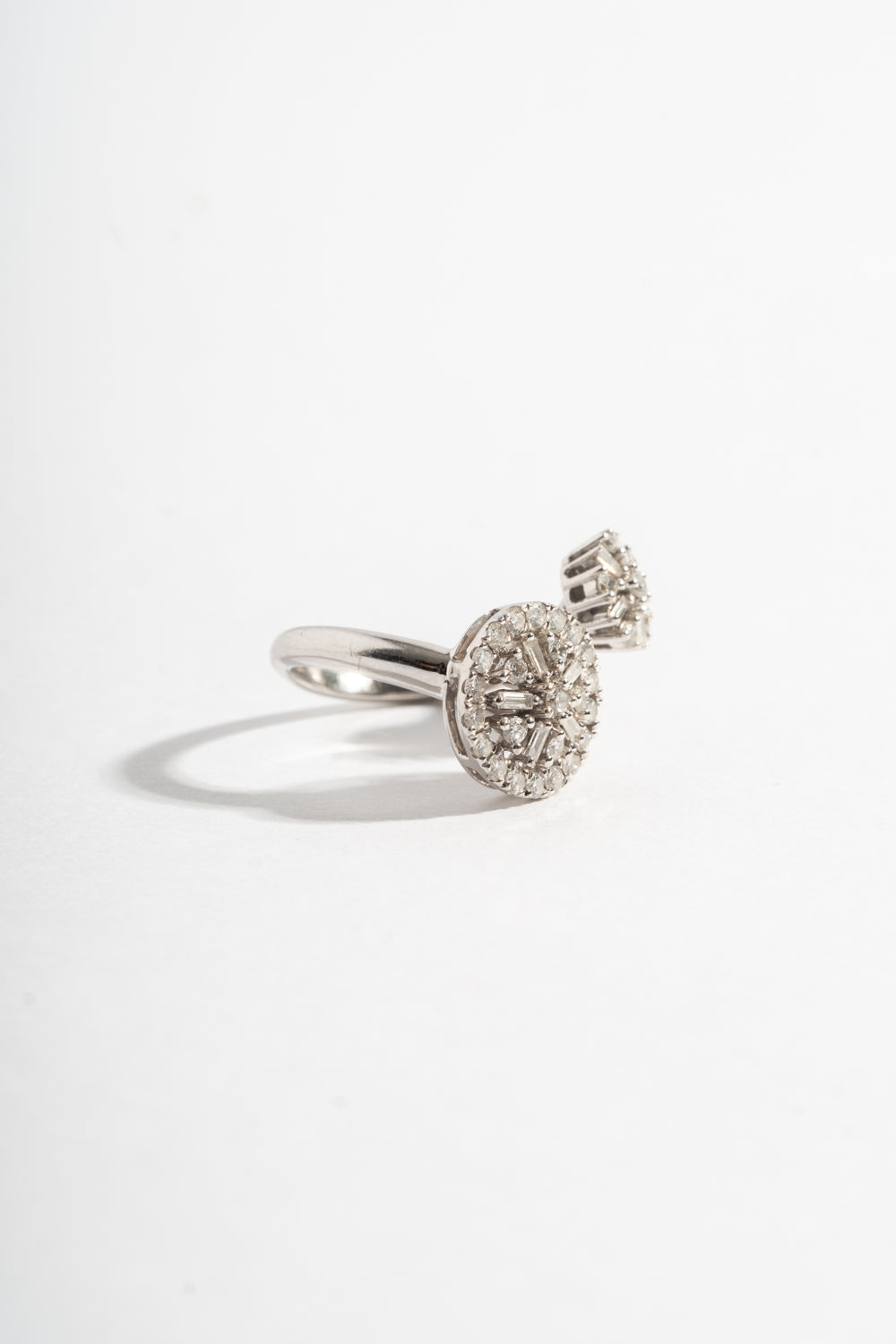 14K White Gold Double Starburst Ring
