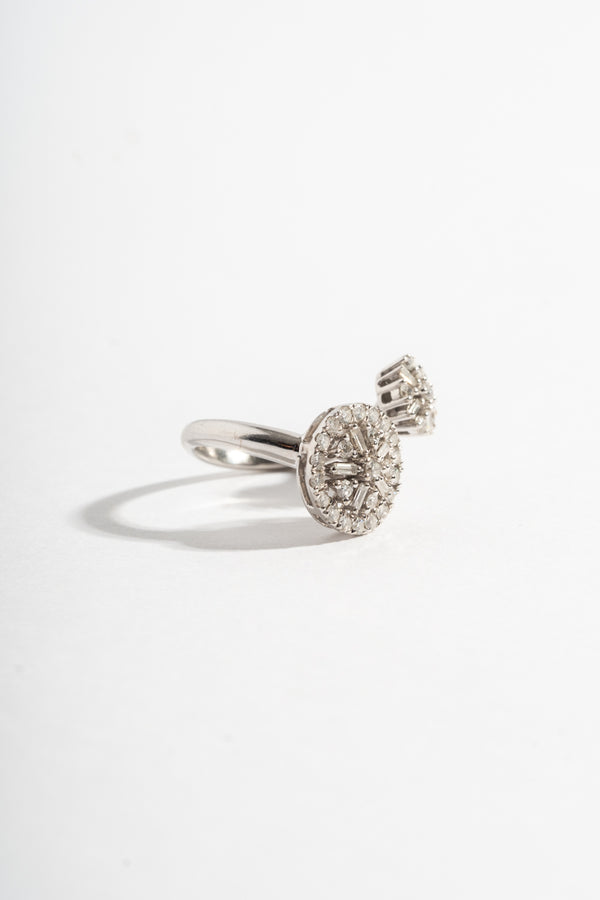 14K White Gold Double Starburst Ring