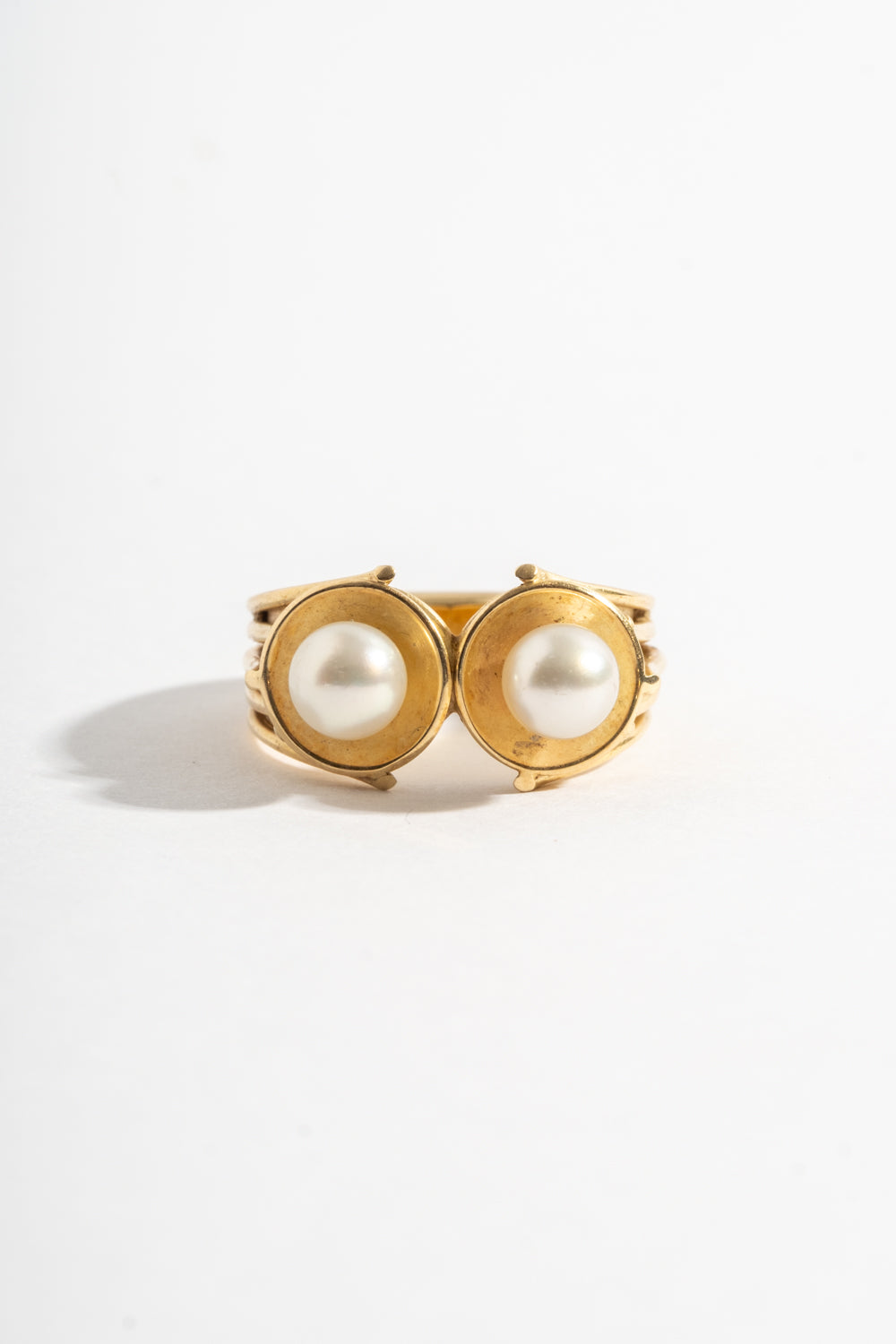 14K Modern Double Pearl Ring