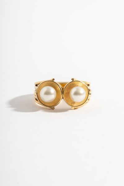14K Modern Double Pearl Ring
