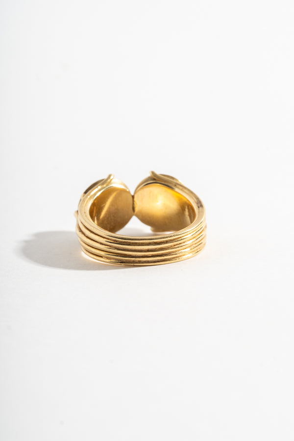 14K Modern Double Pearl Ring