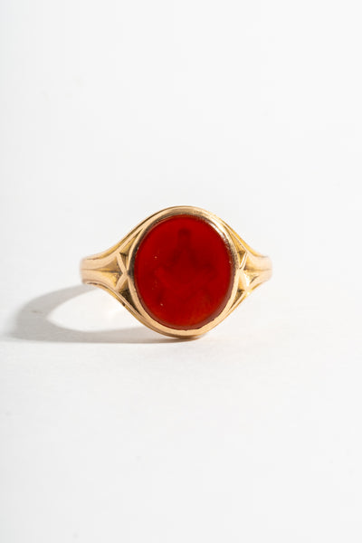 10K Carnelian Secret Masonic Signet Ring