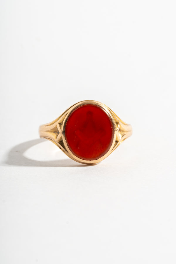 10K Carnelian Secret Masonic Signet Ring
