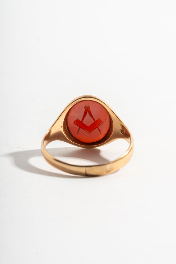 10K Carnelian Secret Masonic Signet Ring