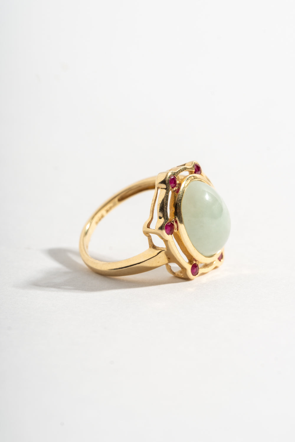 14K Jade and Ruby Ring