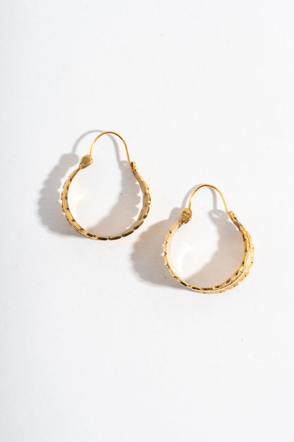 14K Victorian Feather Hoops