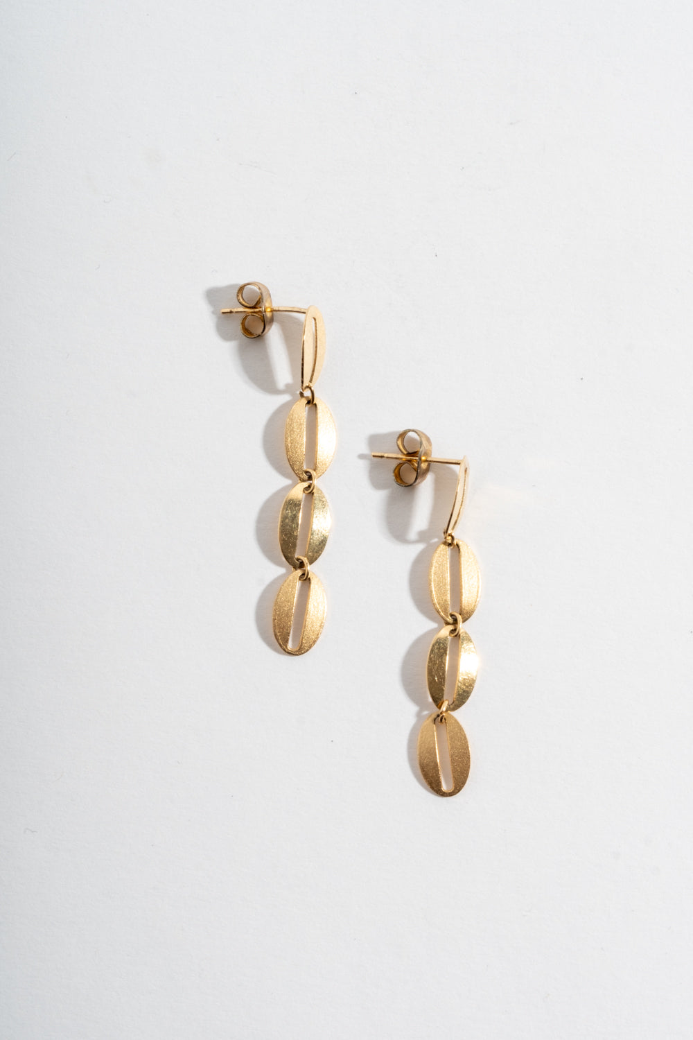 14K Oval Link Chain Stud Earrings