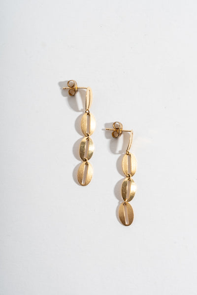 14K Oval Link Chain Stud Earrings