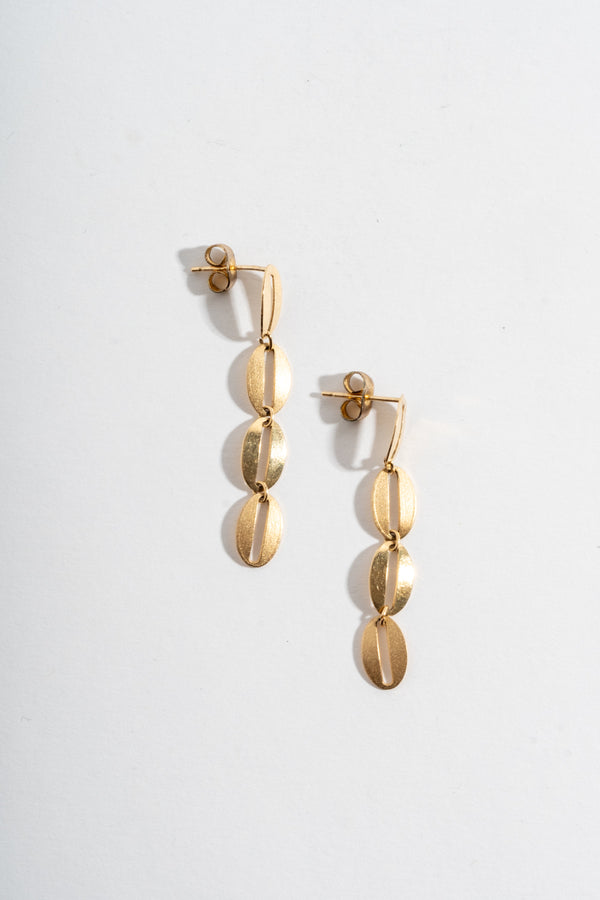 14K Oval Link Chain Stud Earrings