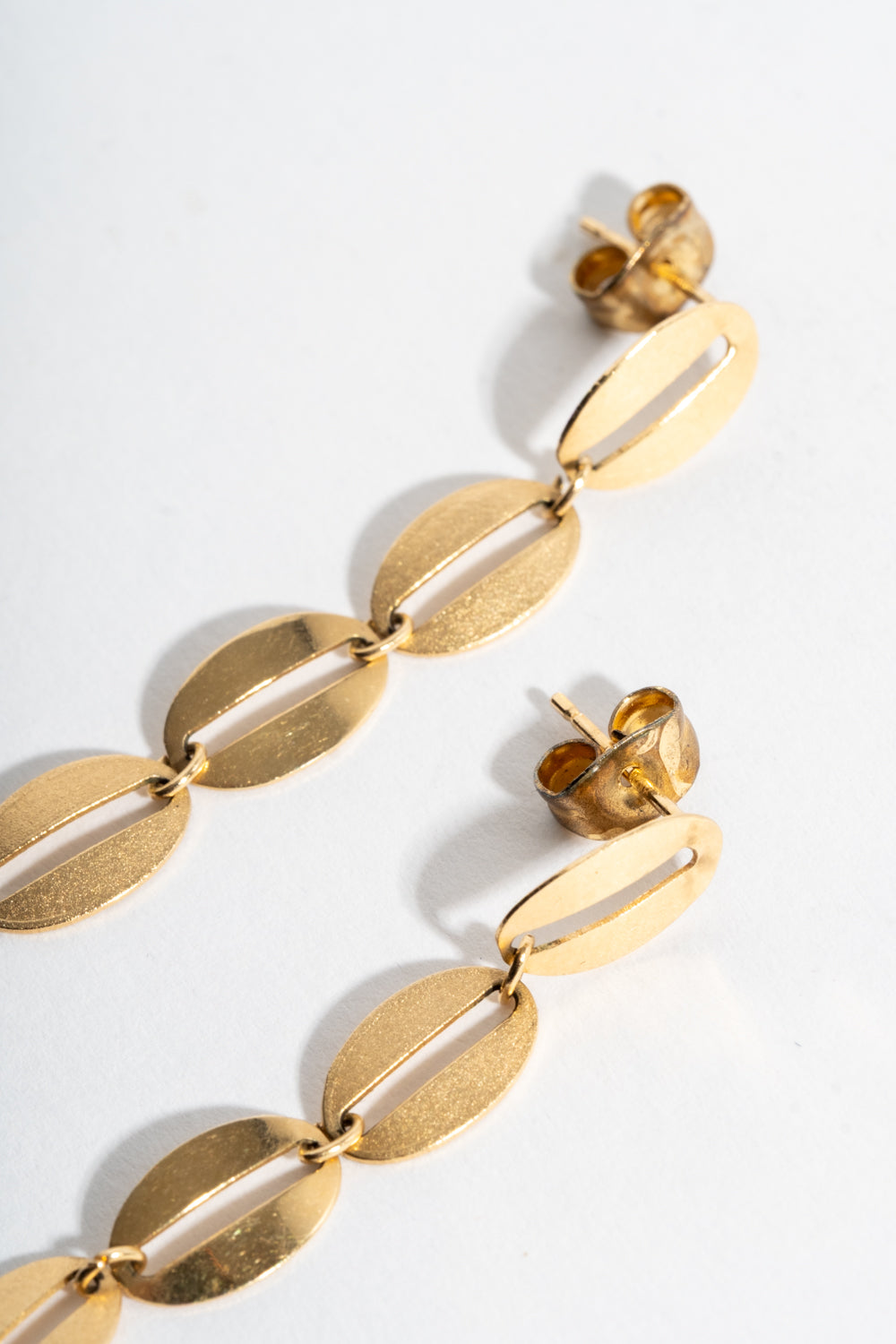 14K Oval Link Chain Stud Earrings