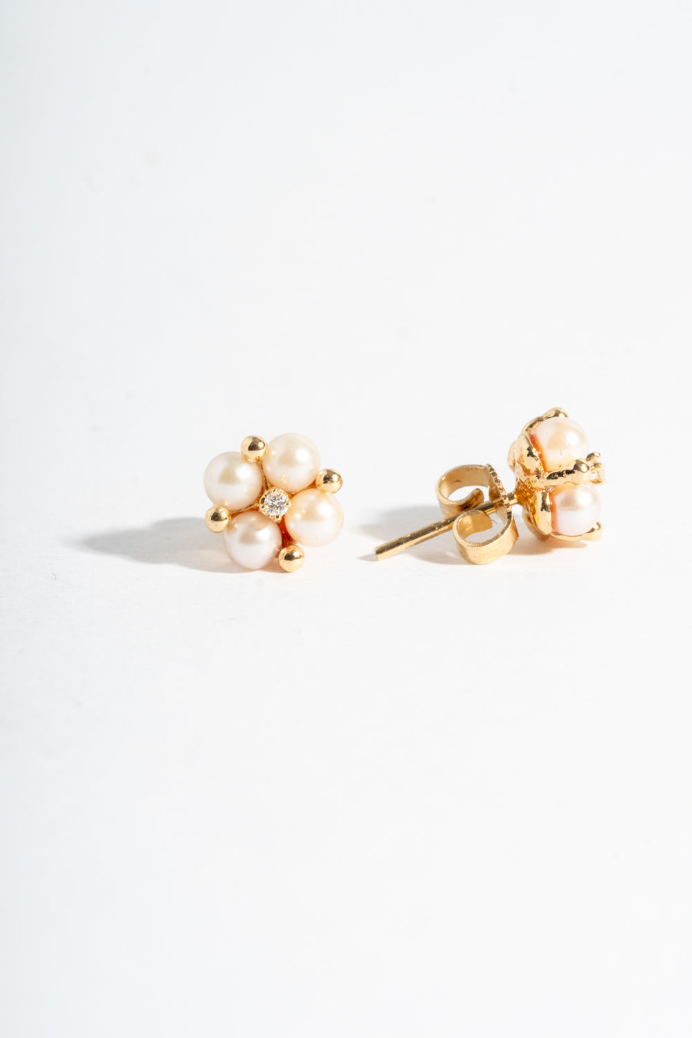 14K Pearl Cluster with Diamond Studs