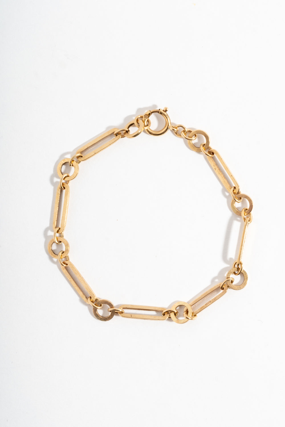 9K Simple Circle and Oval Link Chain Bracelet