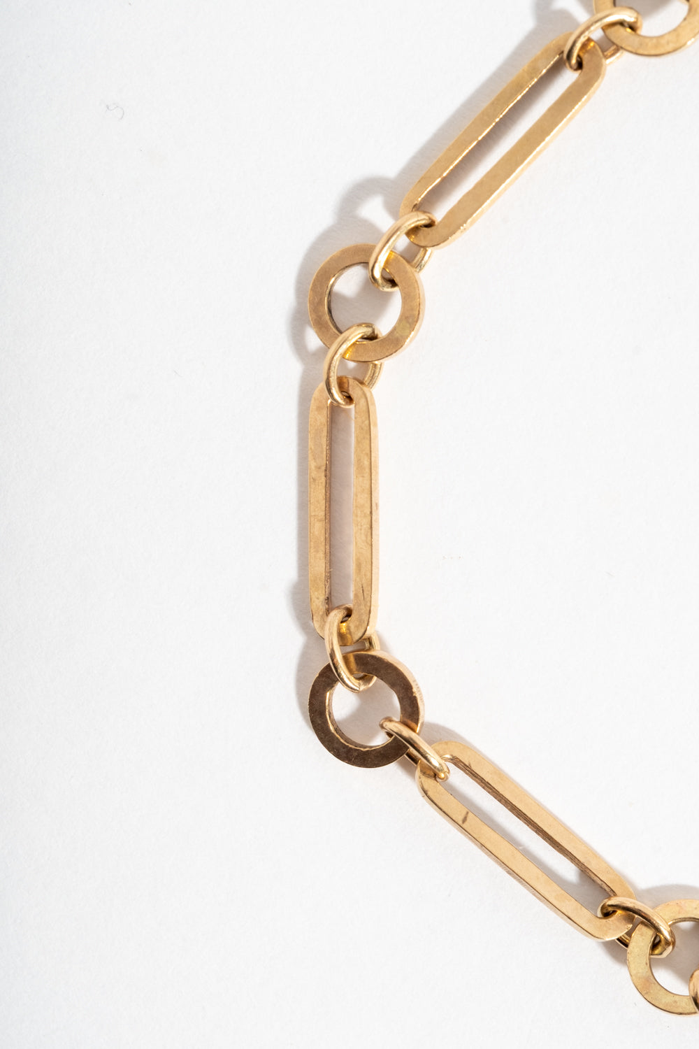 9K Simple Circle and Oval Link Chain Bracelet