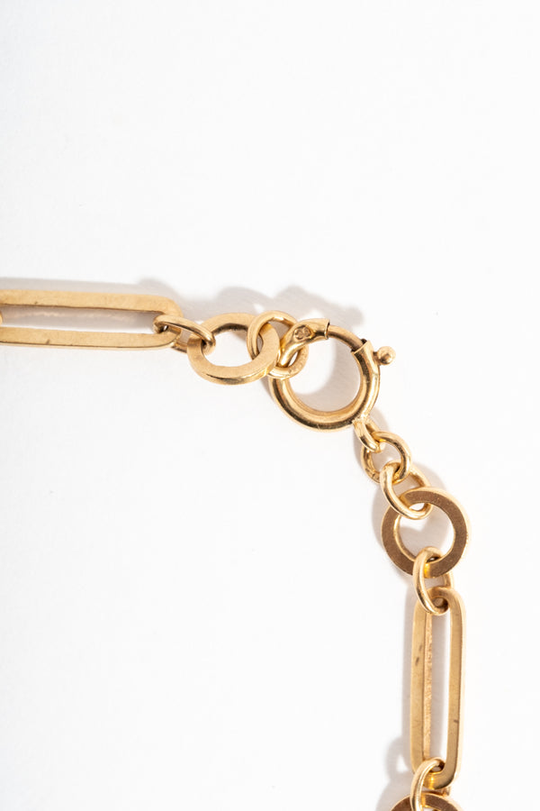 9K Simple Circle and Oval Link Chain Bracelet