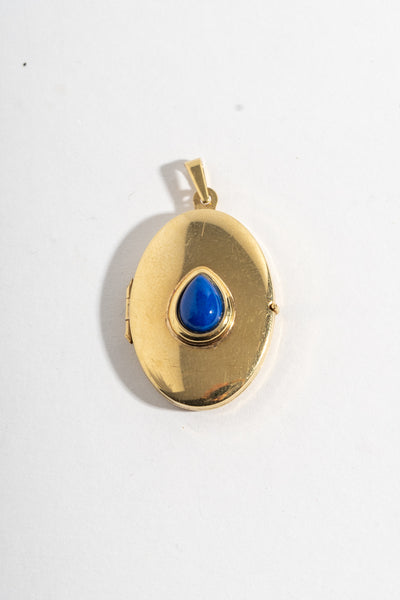 10K 1940's Locket with Lapis Teardrop