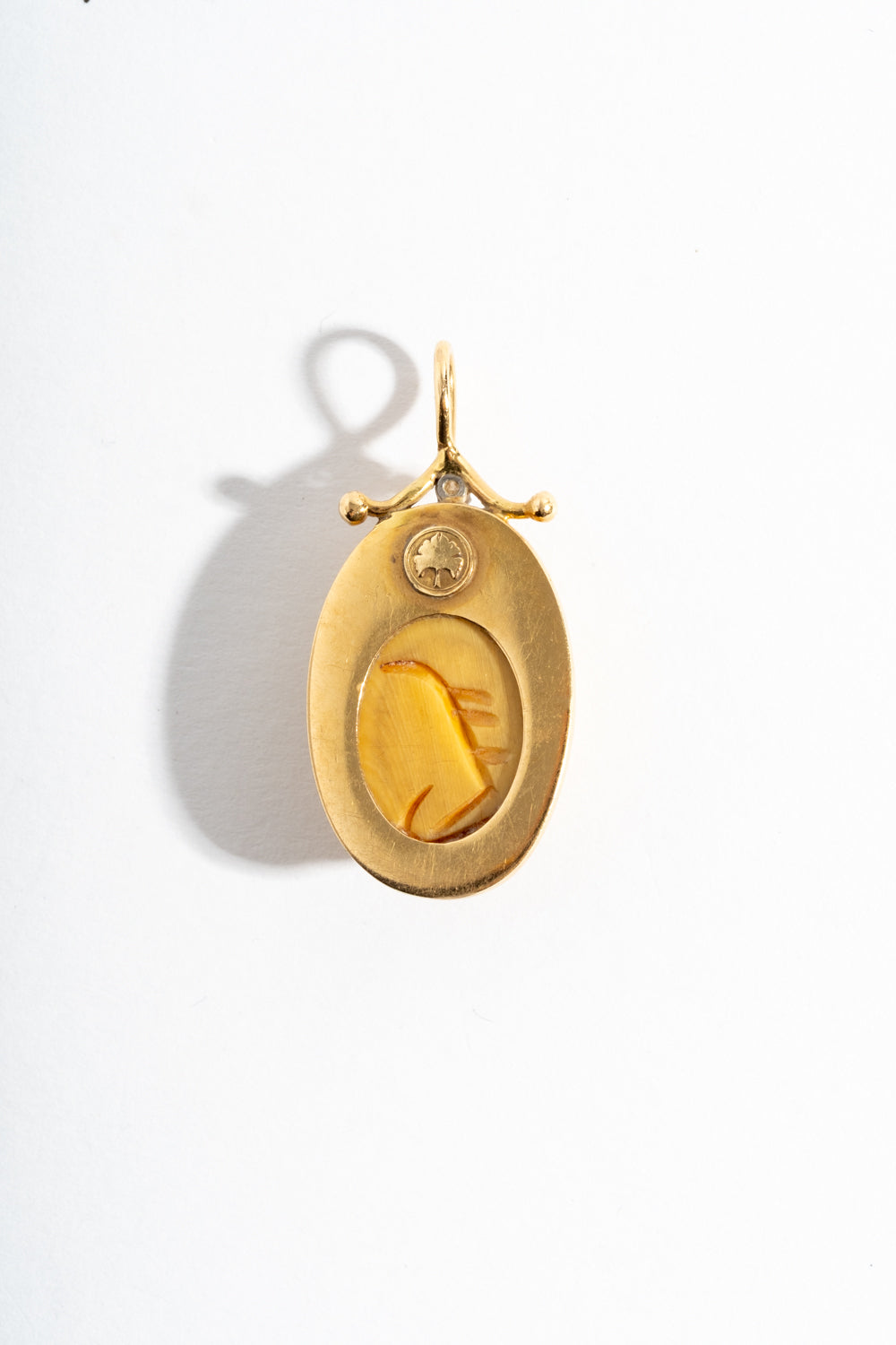 14K Bone + Diamond Scarab Pendant