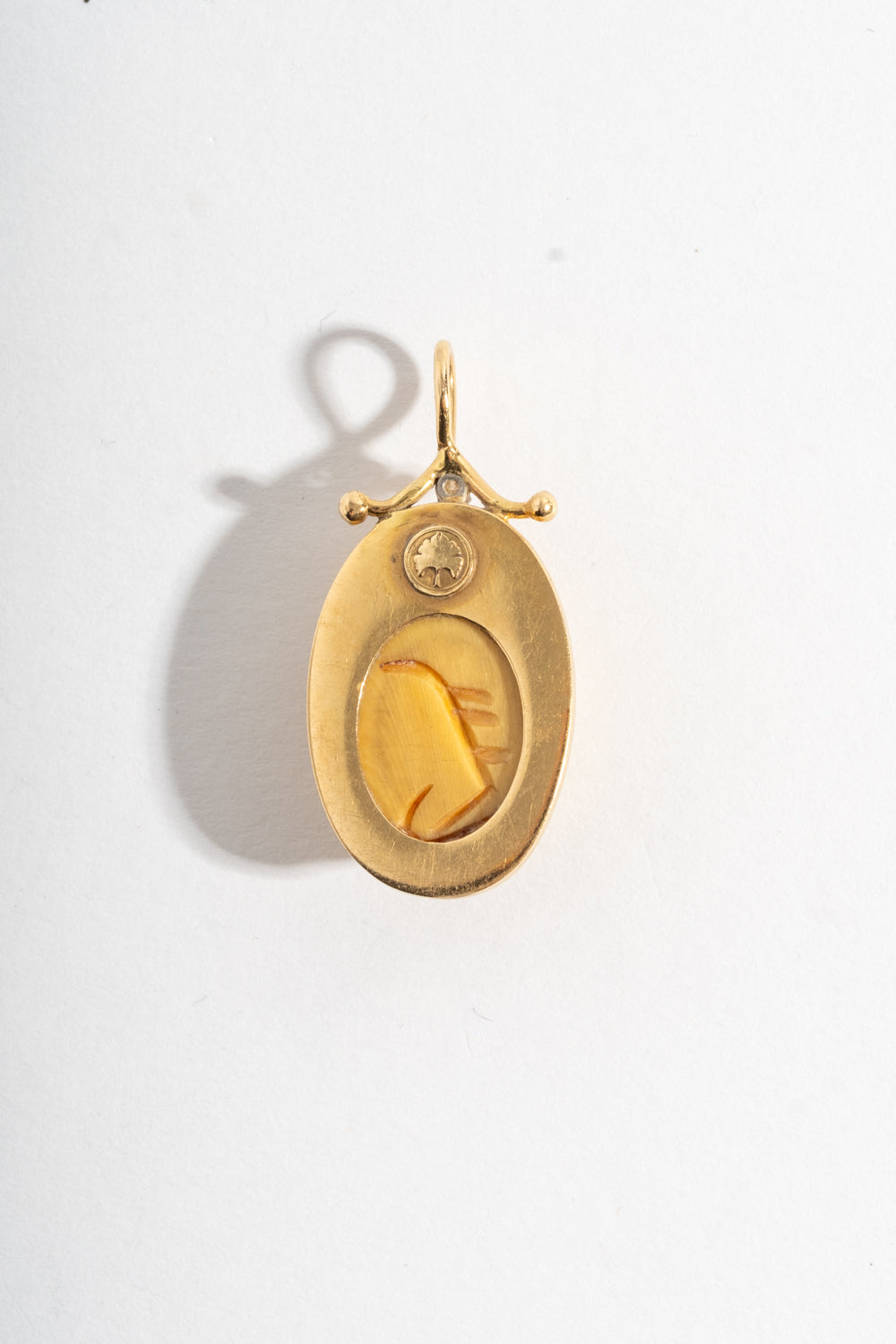 14K Bone + Diamond Scarab Pendant