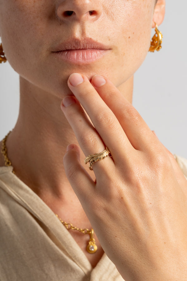 14K Feather Guard Rings Circa 1960's