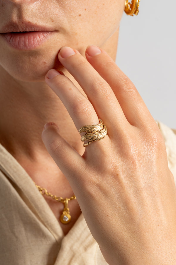 14K Feather Guard Rings Circa 1960's