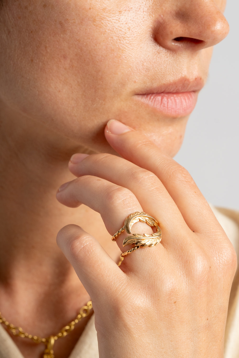 14K Feather Guard Rings Circa 1960's