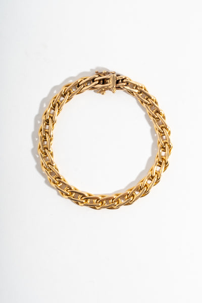 14K Gold Italian Elongated Link Bracelet