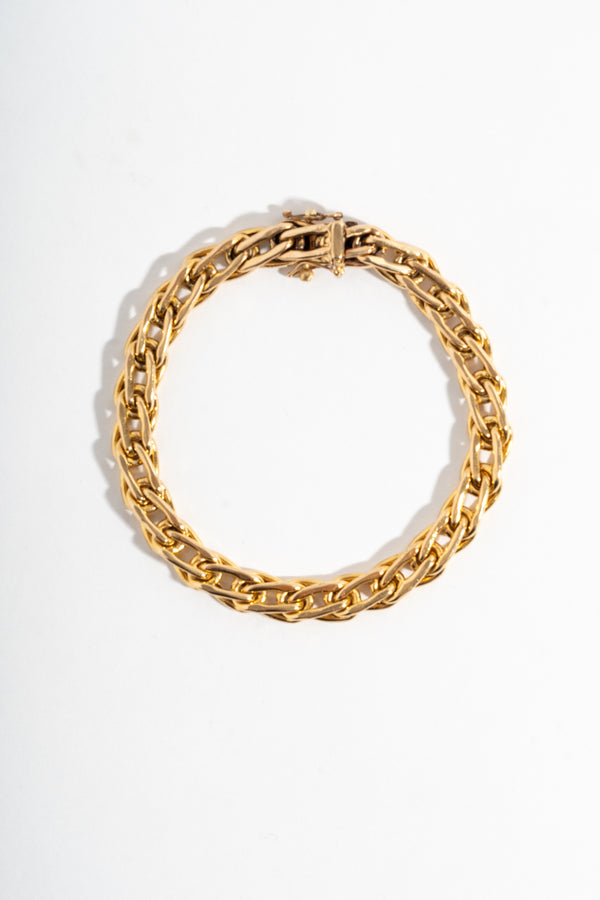 14K Gold Italian Elongated Link Bracelet