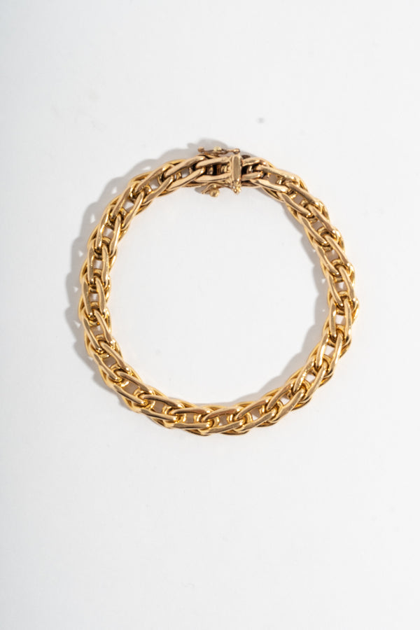 14K Gold Italian Elongated Link Bracelet