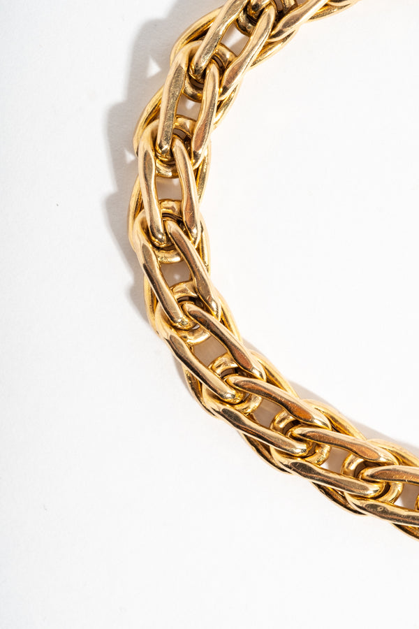 14K Gold Italian Elongated Link Bracelet