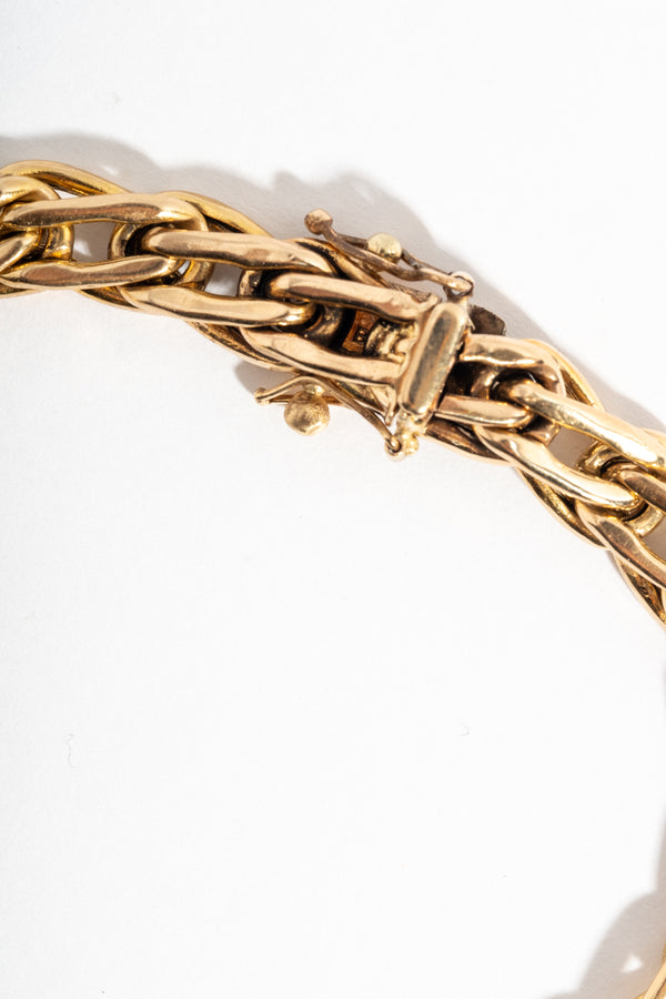 14K Gold Italian Elongated Link Bracelet