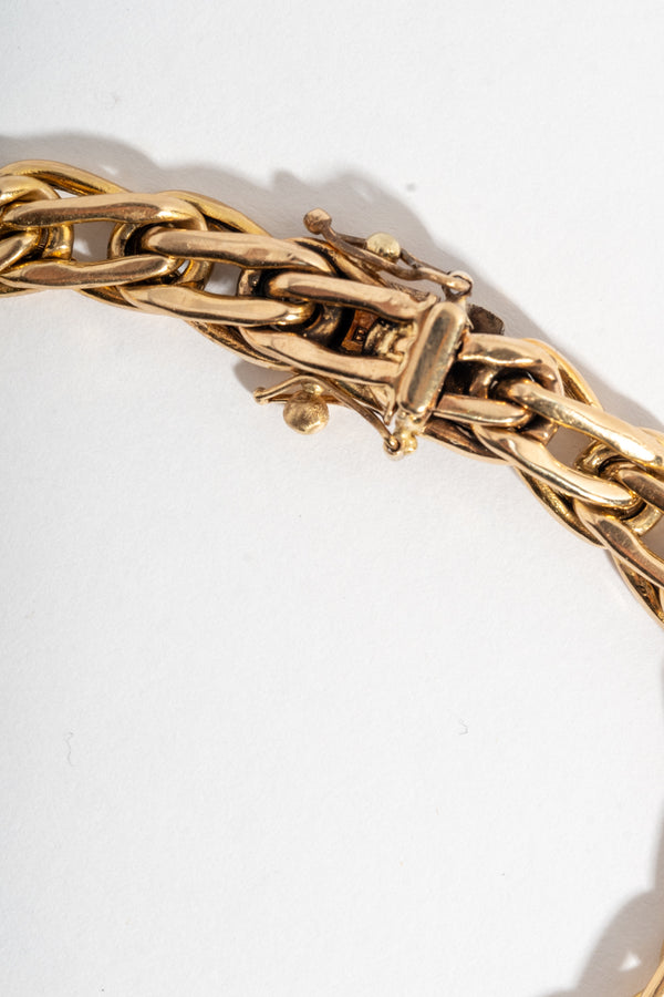 14K Gold Italian Elongated Link Bracelet