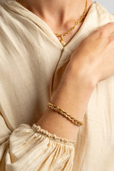 14K Gold Italian Elongated Link Bracelet