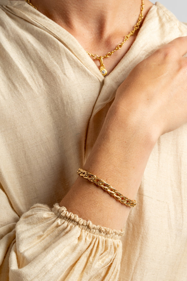 14K Gold Italian Elongated Link Bracelet