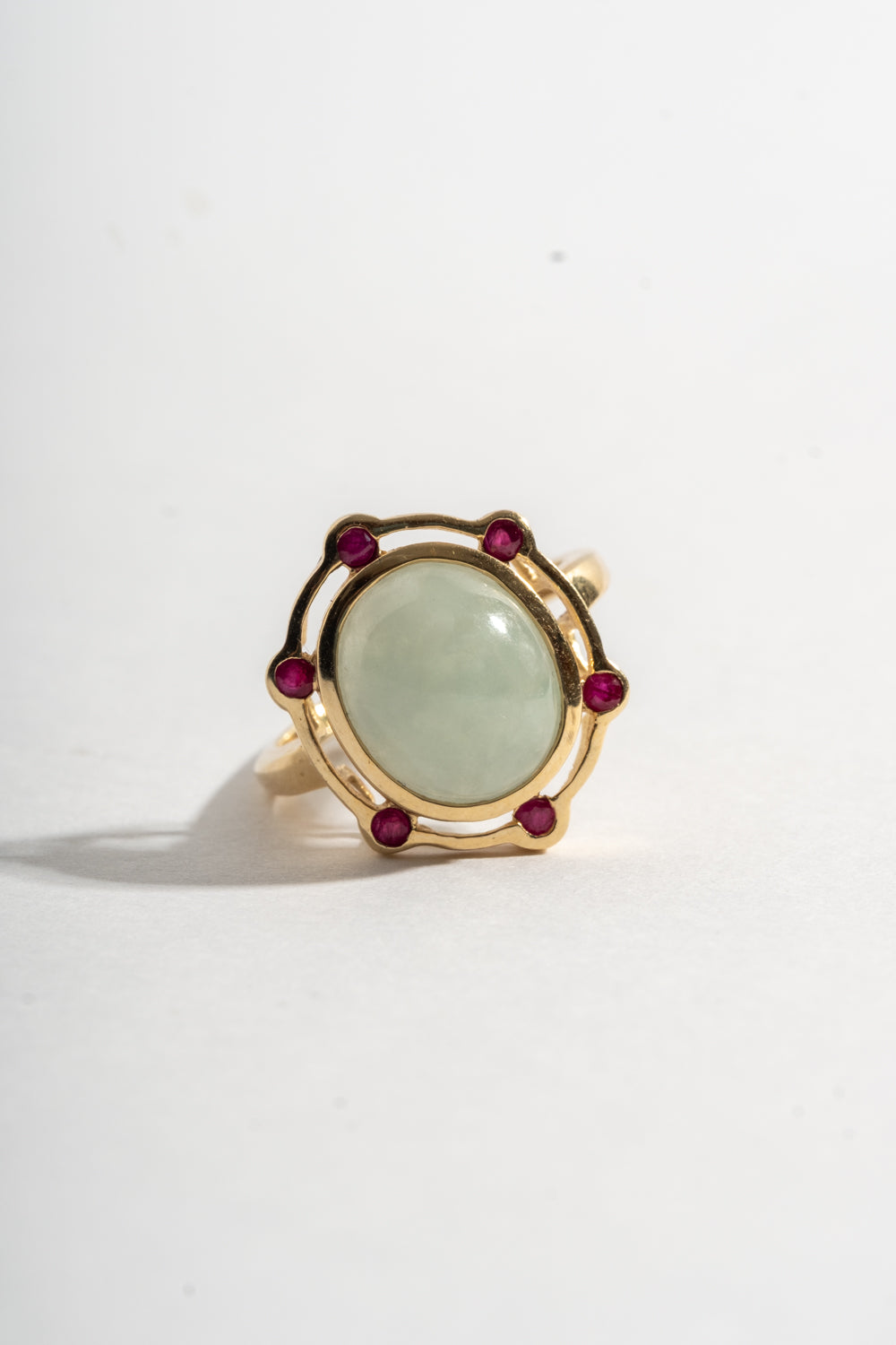 14K Jade and Ruby Ring