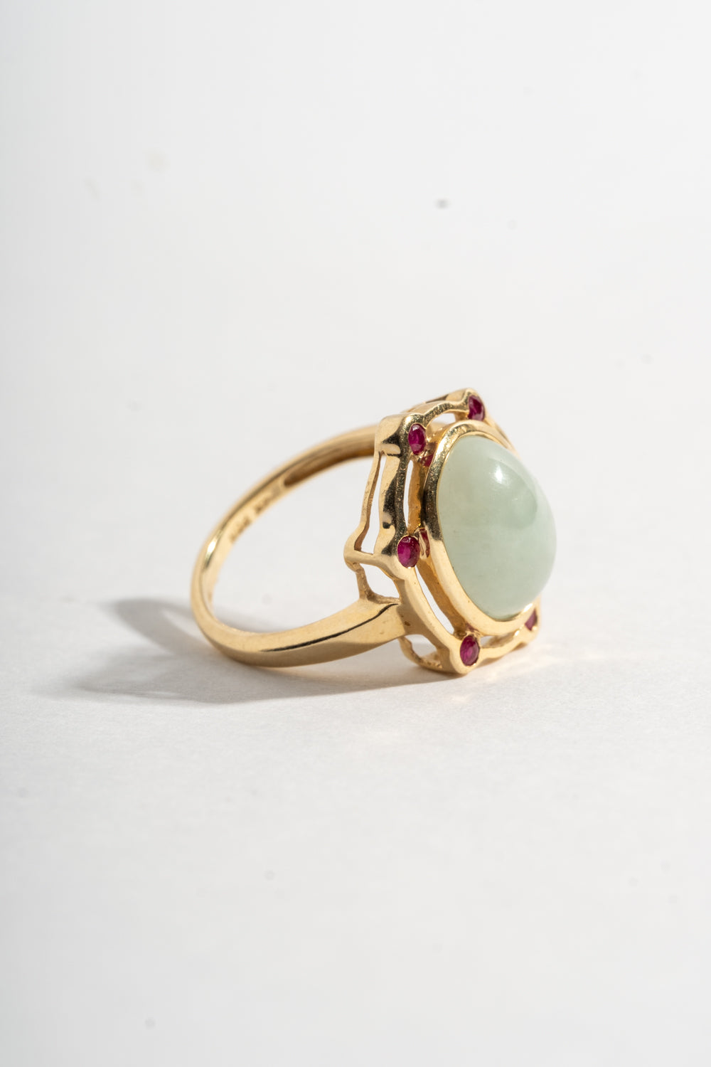 14K Jade and Ruby Ring