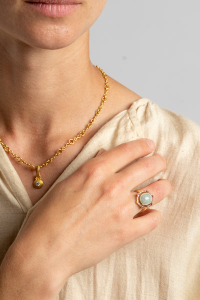 14K Jade and Ruby Ring