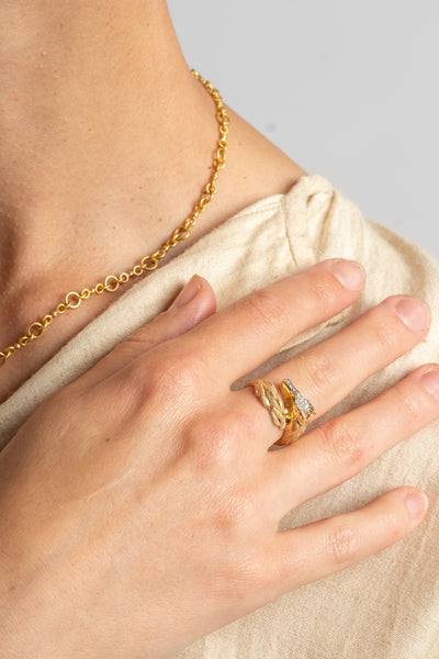 14K Modern Diamond Horse Ring