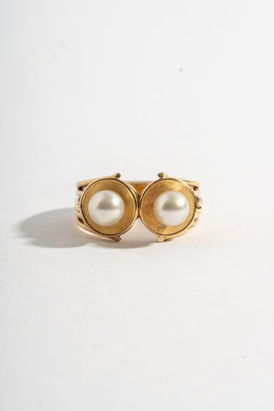 14K Modern Double Pearl Ring