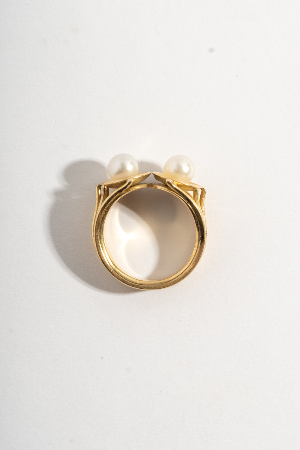 14K Modern Double Pearl Ring