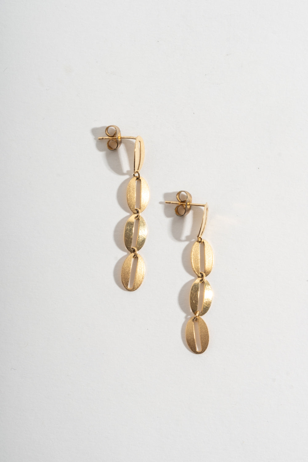 14K Oval Link Chain Stud Earrings
